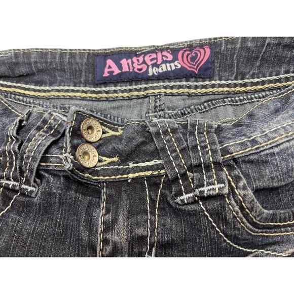 Angels Jeans Womens Distressed Denim Shorts Size 1 Embroidered Pockets 77e - Picture 3 of 6